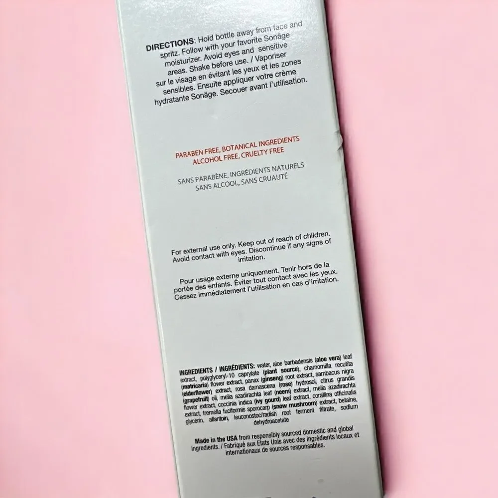 Sonage spa grade hydrating mist w rose, ginseng & elderflower- brand new/Full Sz